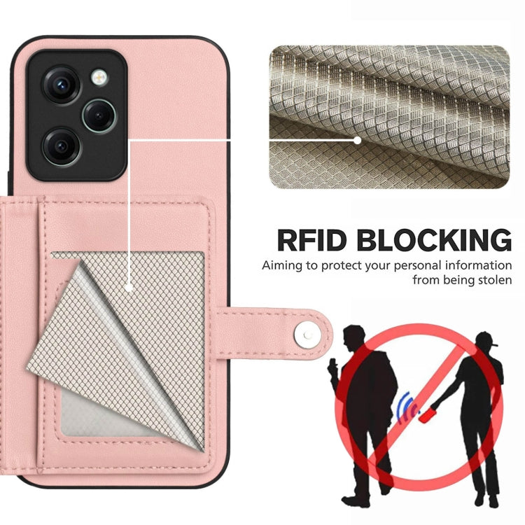 For Xiaomi Poco X5 Pro Button Card Bag RFID Anti-theft Phone Case