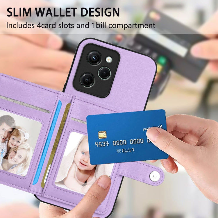For Xiaomi Poco X5 Pro Button Card Bag RFID Anti-theft Phone Case