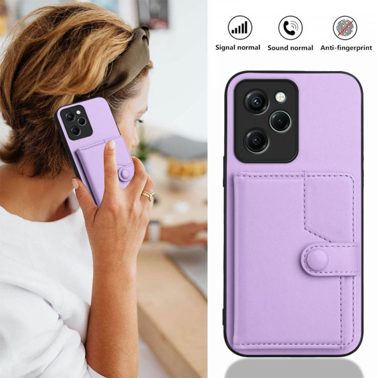 For Xiaomi Poco X5 Pro Button Card Bag RFID Anti-theft Phone Case