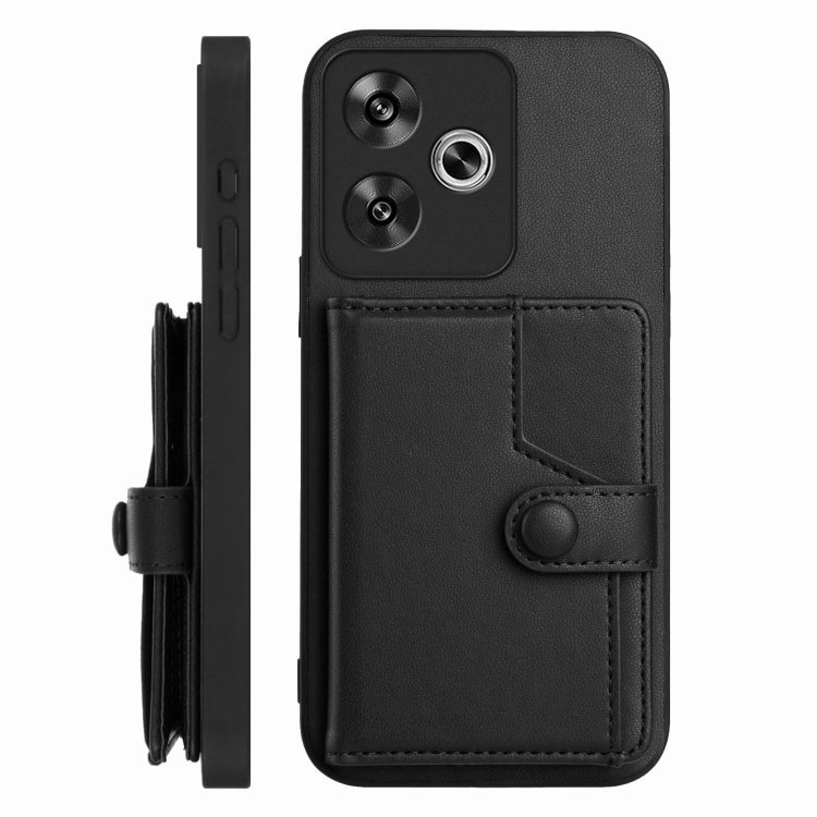 For Xiaomi Poco F6 5G India Button Card Bag RFID Anti-theft Phone Case