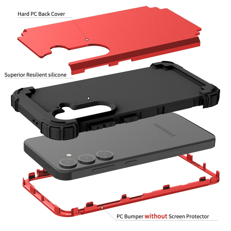 For Samsung Galaxy S24 FE 5G 3 in 1 Silicone Hybrid PC Shockproof Phone Case