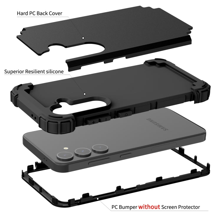 For Samsung Galaxy S24 FE 5G 3 in 1 Silicone Hybrid PC Shockproof Phone Case