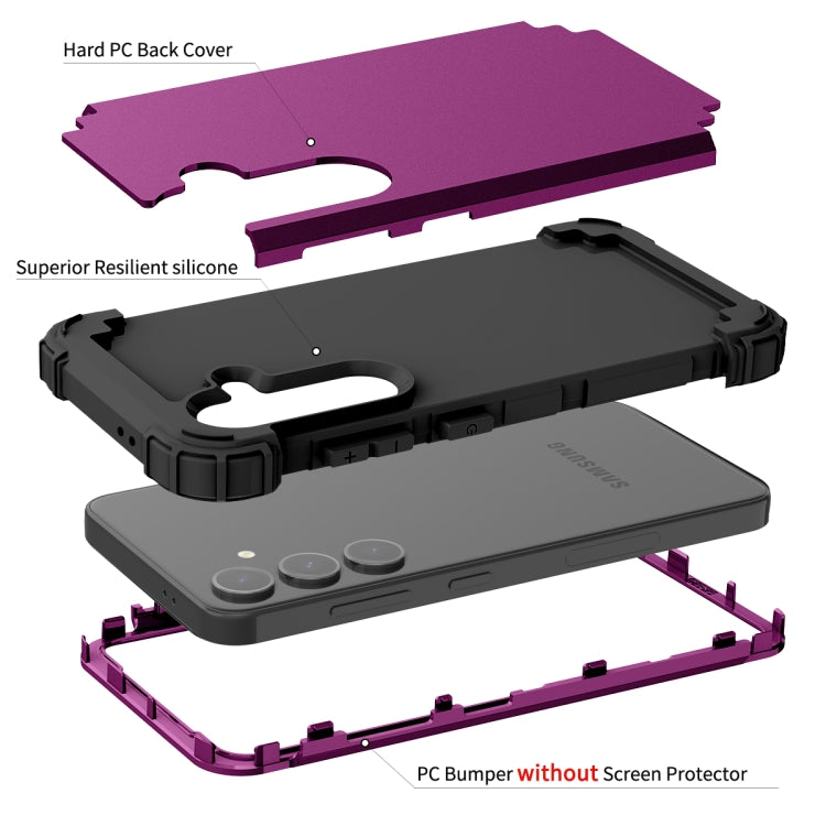 For Samsung Galaxy S24 FE 5G 3 in 1 Silicone Hybrid PC Shockproof Phone Case