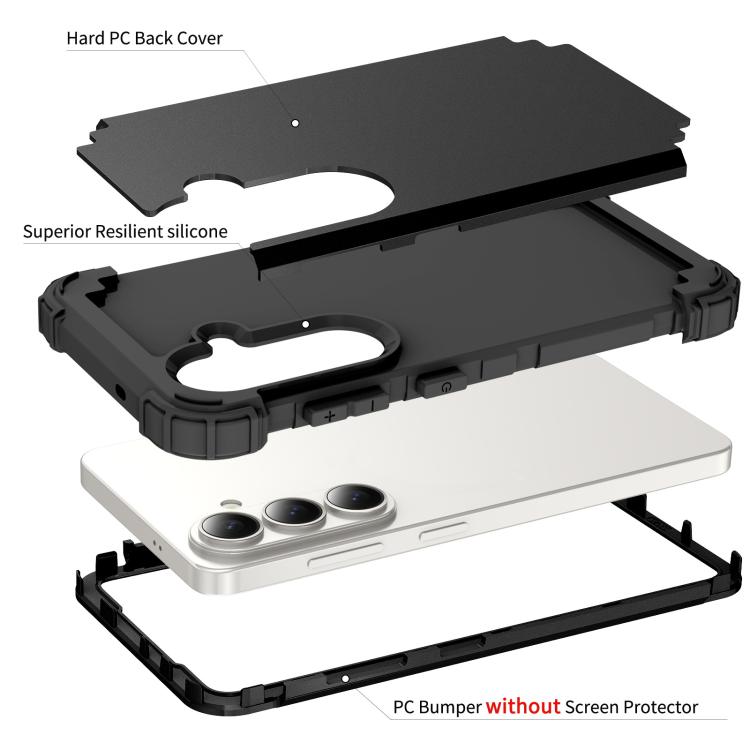 For Samsung Galaxy S26+ 5G 3 in 1 Silicone Hybrid PC Shockproof Phone Case