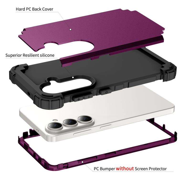 For Samsung Galaxy S26+ 5G 3 in 1 Silicone Hybrid PC Shockproof Phone Case