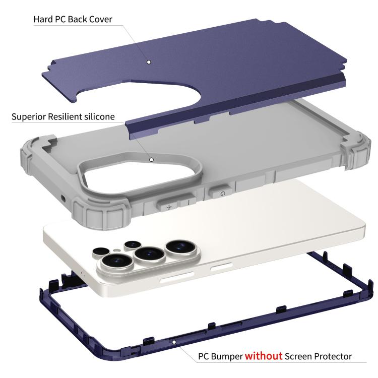 For Samsung Galaxy S26 Ultra 5G 3 in 1 Silicone Hybrid PC Shockproof Phone Case