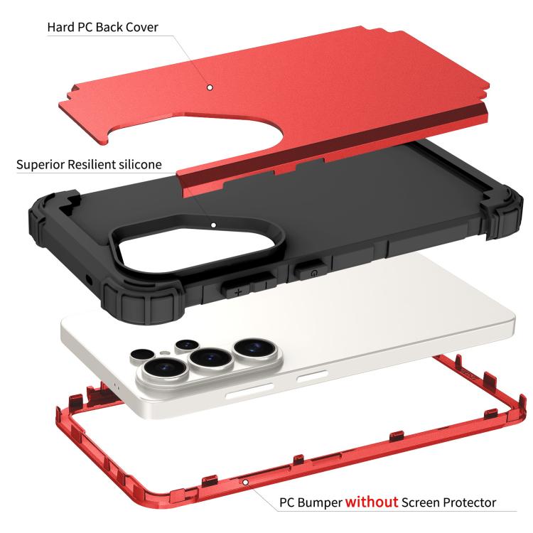 For Samsung Galaxy S26 Ultra 5G 3 in 1 Silicone Hybrid PC Shockproof Phone Case