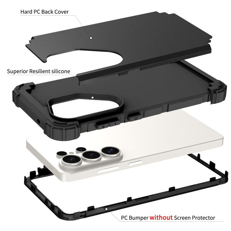 For Samsung Galaxy S26 Ultra 5G 3 in 1 Silicone Hybrid PC Shockproof Phone Case