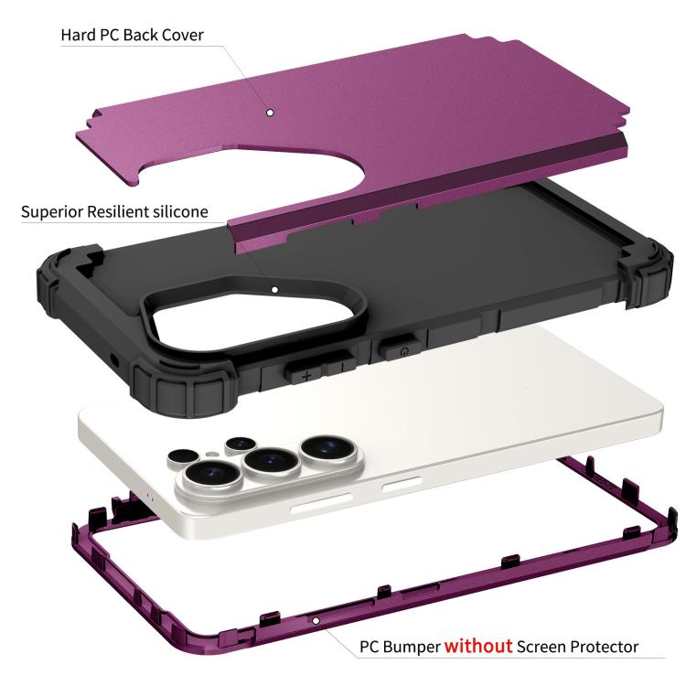 For Samsung Galaxy S26 Ultra 5G 3 in 1 Silicone Hybrid PC Shockproof Phone Case