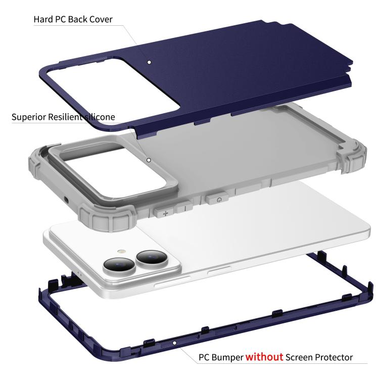 For Samsung Galaxy S26 Edge 5G 3 in 1 Silicone Hybrid PC Shockproof Phone Case