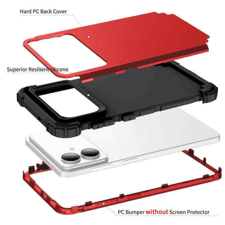 For Samsung Galaxy S26 Edge 5G 3 in 1 Silicone Hybrid PC Shockproof Phone Case