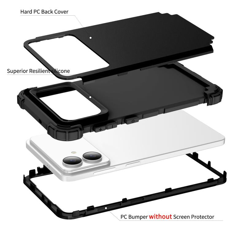 For Samsung Galaxy S26 Edge 5G 3 in 1 Silicone Hybrid PC Shockproof Phone Case