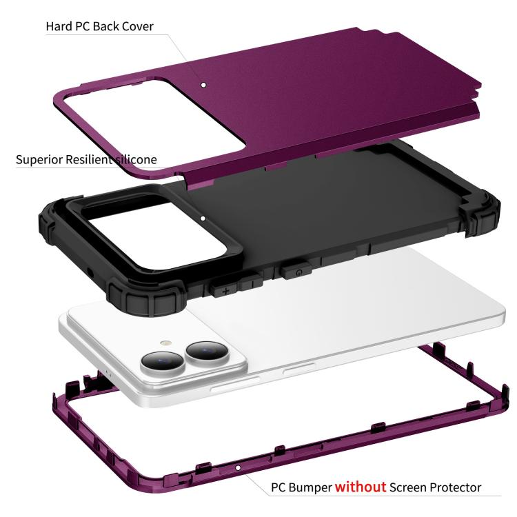 For Samsung Galaxy S26 Edge 5G 3 in 1 Silicone Hybrid PC Shockproof Phone Case