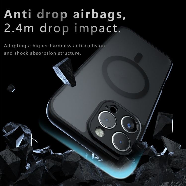 For iPhone 16 Pro Armor MagSafe PC Hybrid TPU Phone Case - Frosted Black