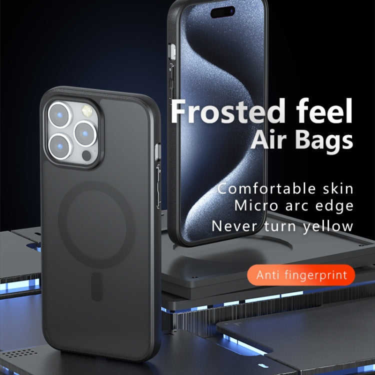 For iPhone 15 Pro Max Armor MagSafe PC Hybrid TPU Phone Case - Frosted Black