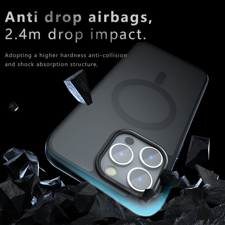 For iPhone 15 Pro Max Armor MagSafe PC Hybrid TPU Phone Case - Frosted Black