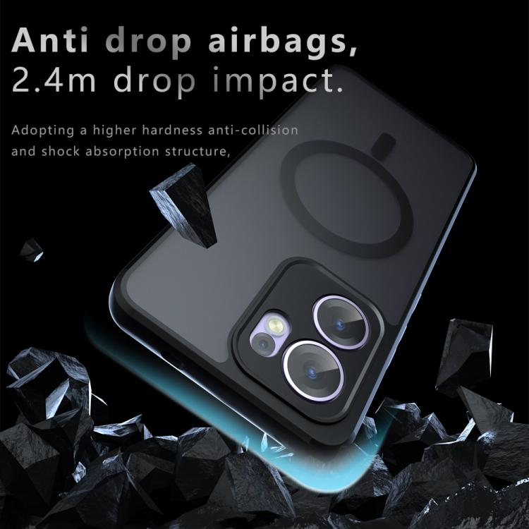 For OPPO Reno13 F 4G / 5G Armor MagSafe PC Hybrid TPU Phone Case - Frosted Black