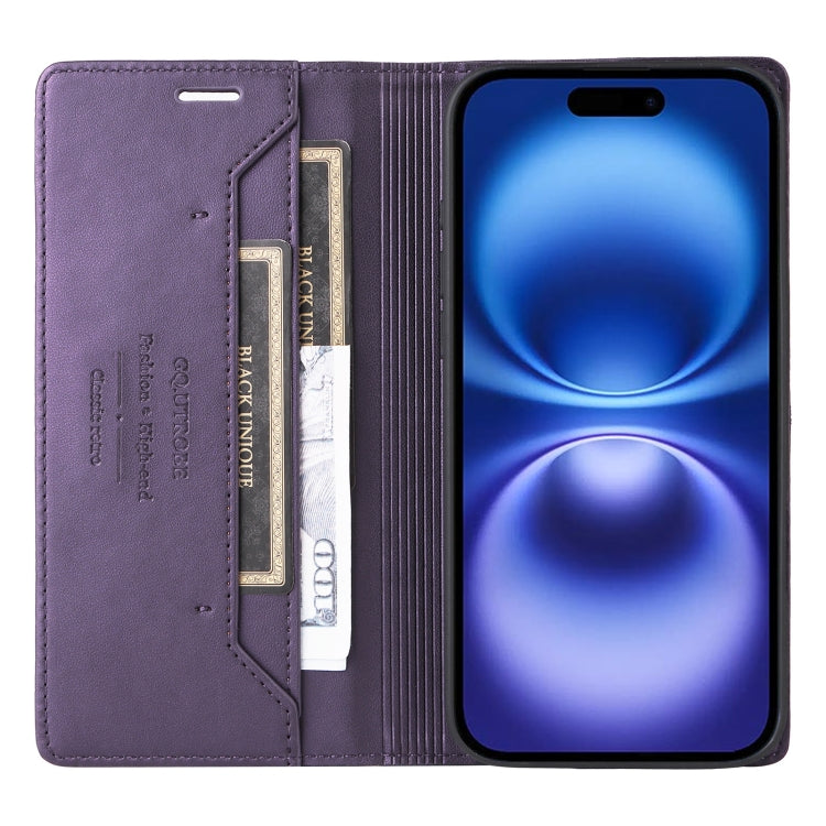 For iPhone 16 GQUTROBE G01 RFID Anti-theft Leather Phone Case