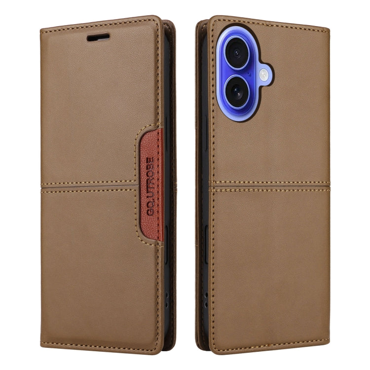 For iPhone 16 Plus GQUTROBE G01 RFID Anti-theft Leather Phone Case