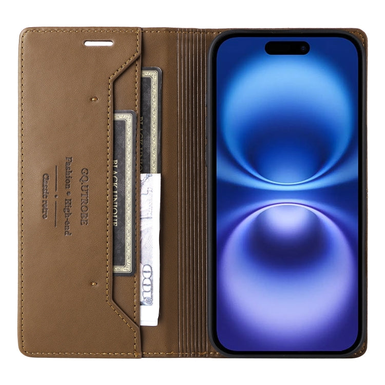 For iPhone 16 Plus GQUTROBE G01 RFID Anti-theft Leather Phone Case