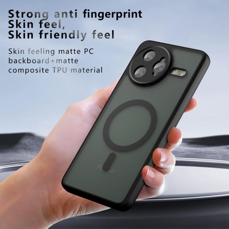 For Redmi K80 / Xiaomi Poco F7 Pro Armor MagSafe PC Hybrid TPU Phone Case - Frosted Black