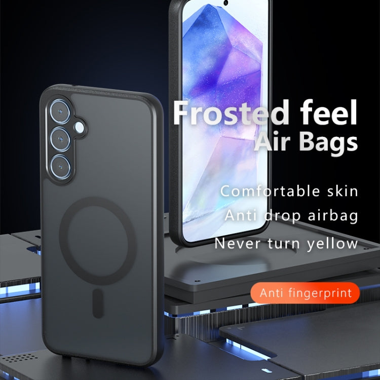 For Samsung Galaxy A55 5G Armor MagSafe PC Hybrid TPU Phone Case - Frosted Black