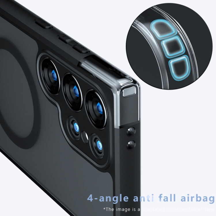 For Samsung Galaxy S24 Ultra 5G Armor MagSafe PC Hybrid TPU Phone Case - Frosted Black