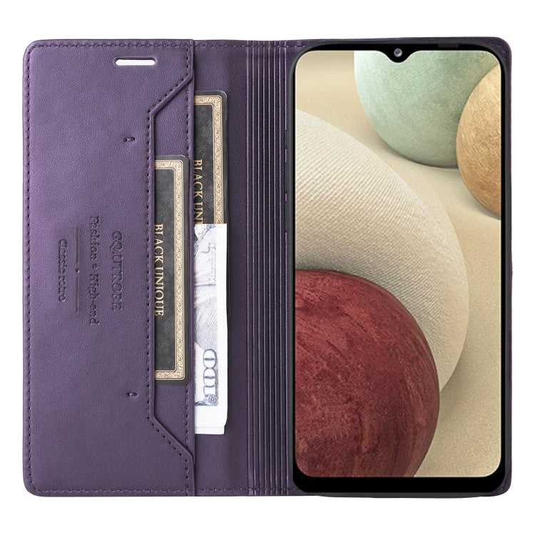 For Samsung Galaxy A12 / M12 GQUTROBE G01 RFID Anti-theft Leather Phone Case
