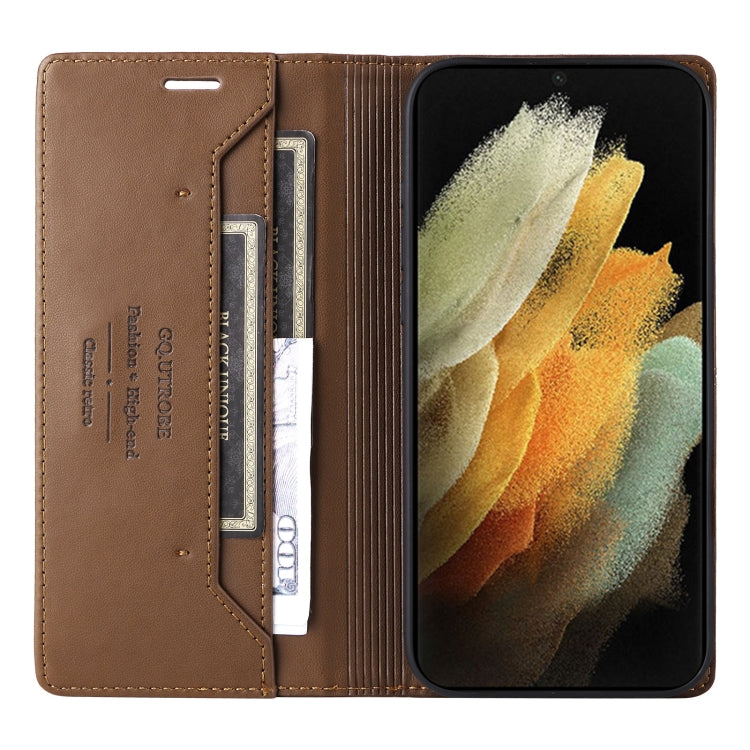 For Samsung Galaxy S21 Ultra 5G GQUTROBE G01 RFID Anti-theft Leather Phone Case