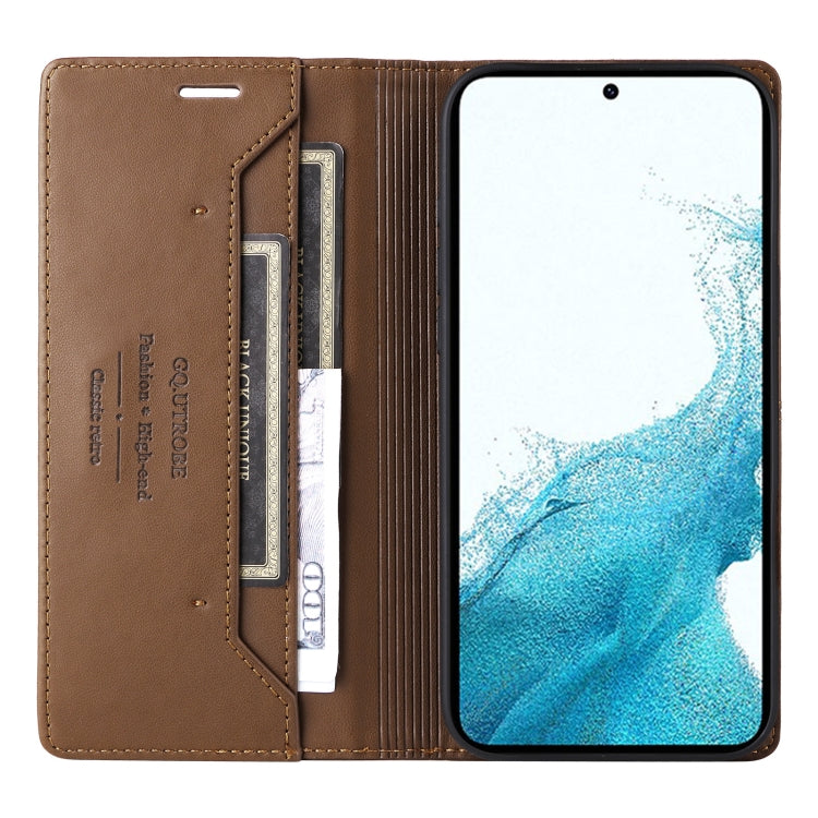 For Samsung Galaxy S21 FE 5G GQUTROBE G01 RFID Anti-theft Leather Phone Case