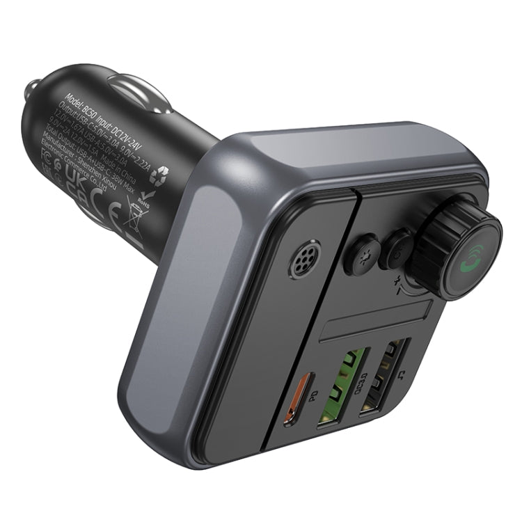 Borofone BC50 Ascenso PD20W & QC3.0 Car Bluetooth FM Transmitter - Black