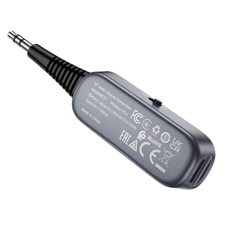 Borofone BC51 Clear Way AUX Bluetooth Audio Receiver & Transmitter - Tarnish