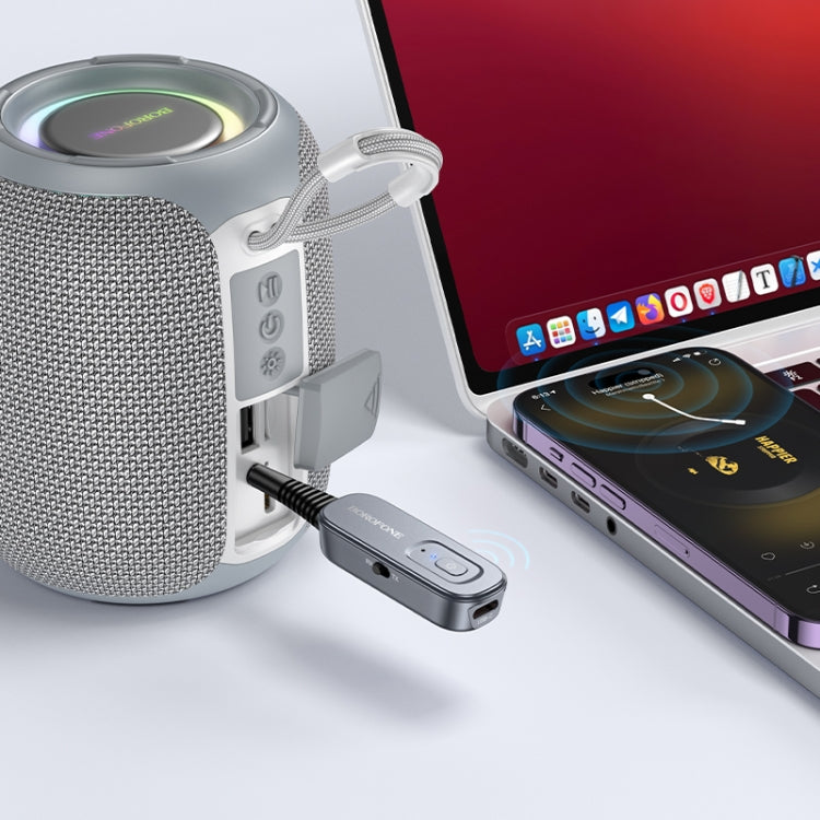Borofone BC51 Clear Way AUX Bluetooth Audio Receiver & Transmitter - Tarnish