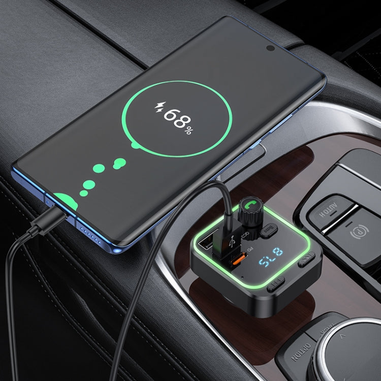 Borofone BC53 Highway PD20W & QC3.0 Car Bluetooth FM Transmitter - Black