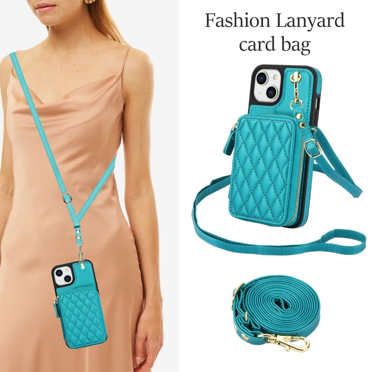 For iPhone 11 AwQuer Crossbody Zipper Wallet Rhombic Leather Back Phone Case