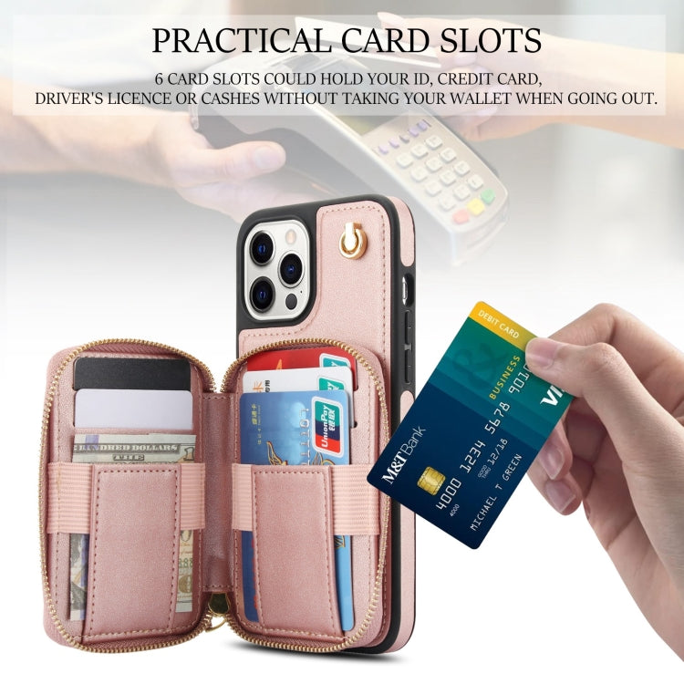 For iPhone 11 Pro AwQuer Crossbody Zipper Wallet Rhombic Leather Back Phone Case