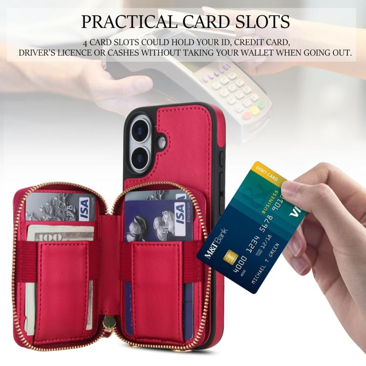 For iPhone 17 AwQuer Crossbody Zipper Wallet Rhombic Leather Back Phone Case