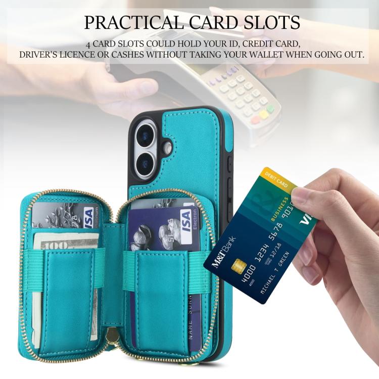 For iPhone 17 AwQuer Crossbody Zipper Wallet Rhombic Leather Back Phone Case