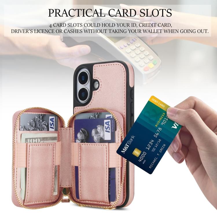 For iPhone 17 AwQuer Crossbody Zipper Wallet Rhombic Leather Back Phone Case
