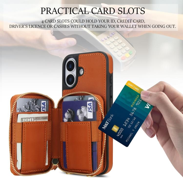For iPhone 17 AwQuer Crossbody Zipper Wallet Rhombic Leather Back Phone Case