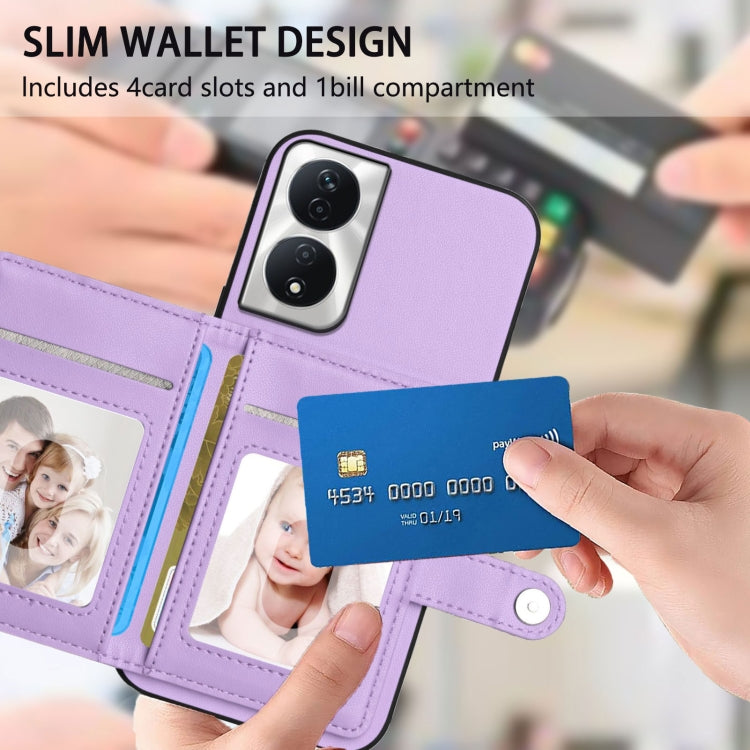 For Honor X7b / Play 8T 5G Button Card Bag RFID Anti-theft Phone Case