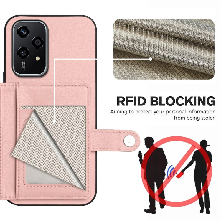 For Honor 200 Lite 5G Button Card Bag RFID Anti-theft Phone Case