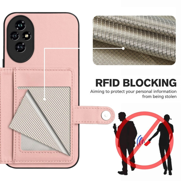For Honor 200 Pro Button Card Bag RFID Anti-theft Phone Case