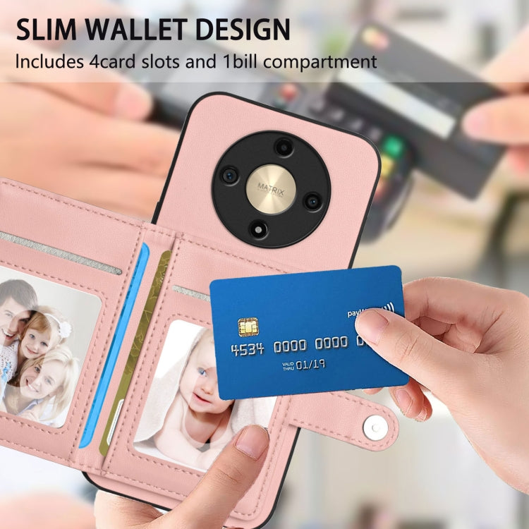 For Honor X9b / Magic6 Lite 5G Button Card Bag RFID Anti-theft Phone Case