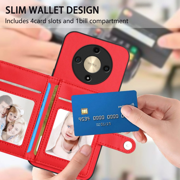 For Honor X9b / Magic6 Lite 5G Button Card Bag RFID Anti-theft Phone Case
