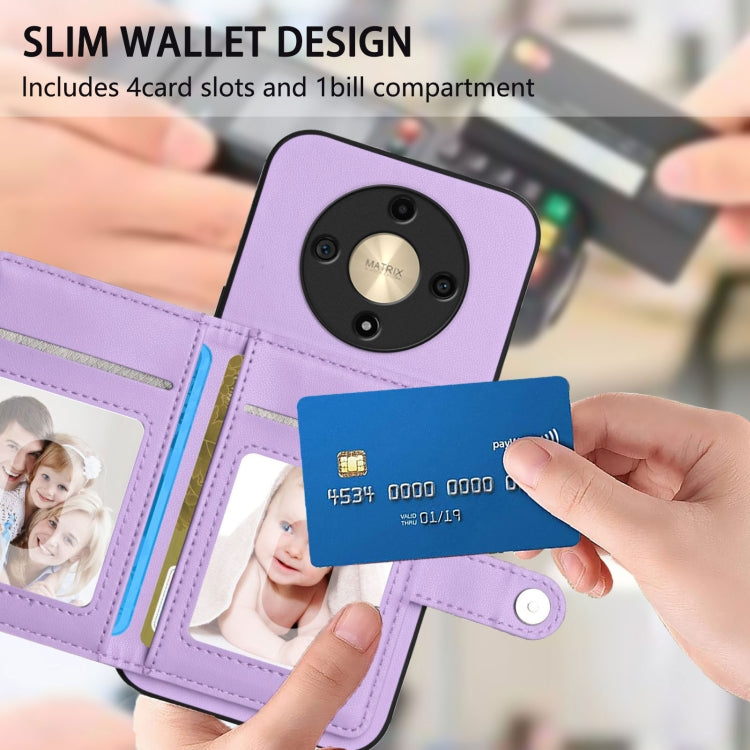 For Honor X9b / Magic6 Lite 5G Button Card Bag RFID Anti-theft Phone Case