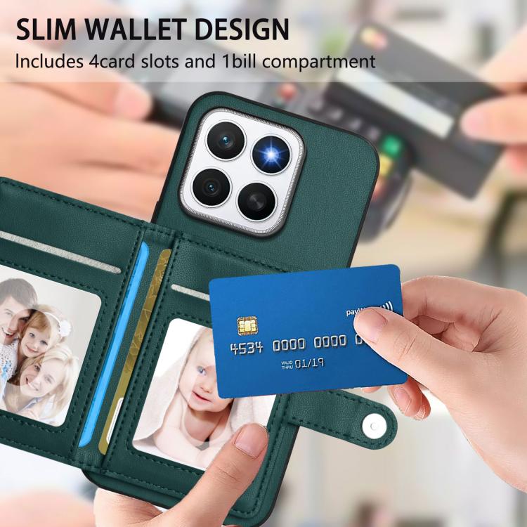 For Honor X8c 4G Button Card Bag RFID Anti-theft Phone Case