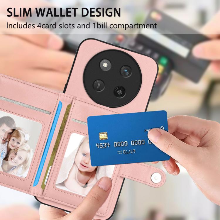 For Honor X60 Pro / X9c / Magic7 Lite Button Card Bag RFID Anti-theft Phone Case