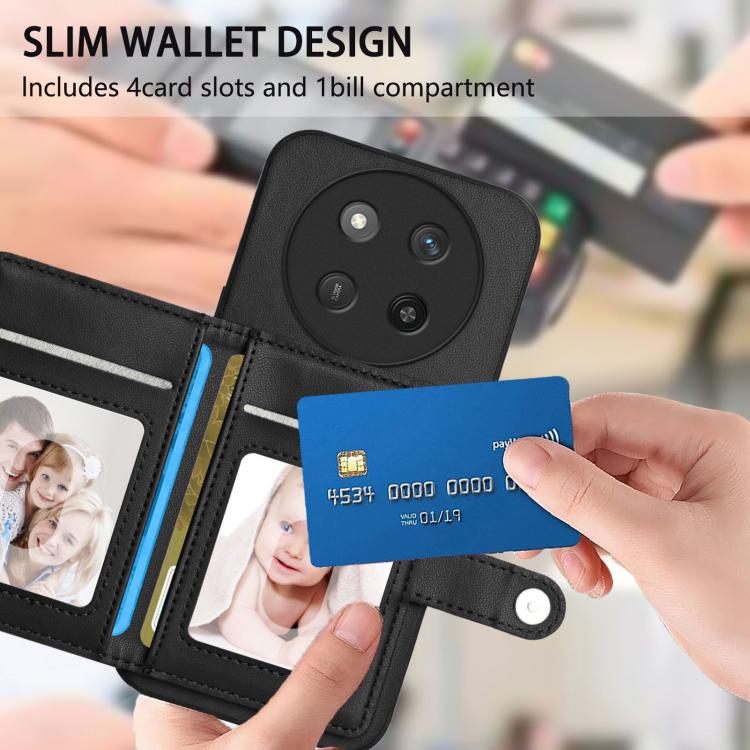 For Honor X60 Pro / X9c / Magic7 Lite Button Card Bag RFID Anti-theft Phone Case