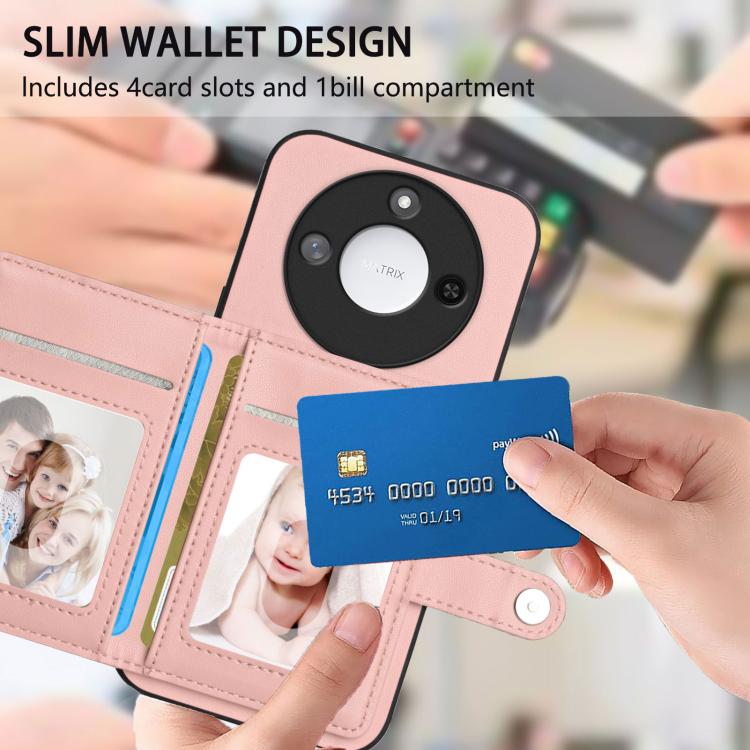 For Honor X60 / X9c Smart Button Card Bag RFID Anti-theft Phone Case